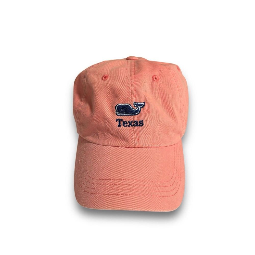 Vineyard Vines Texas Unisex Embroidered Logo Hat Pink Salmon Adjustable OSFM
